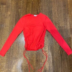 Cinched Red Long Sleeve